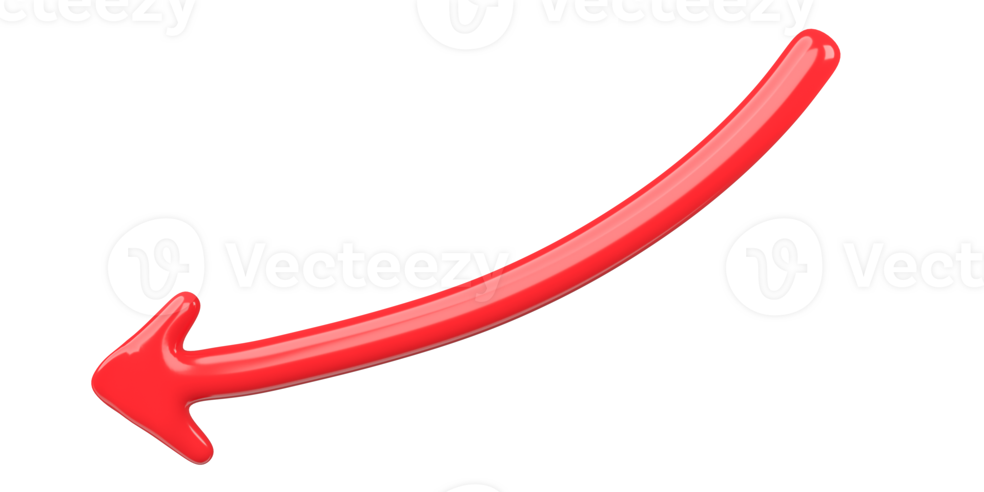 3d rosso curvo freccia isolato su trasparente sfondo. png