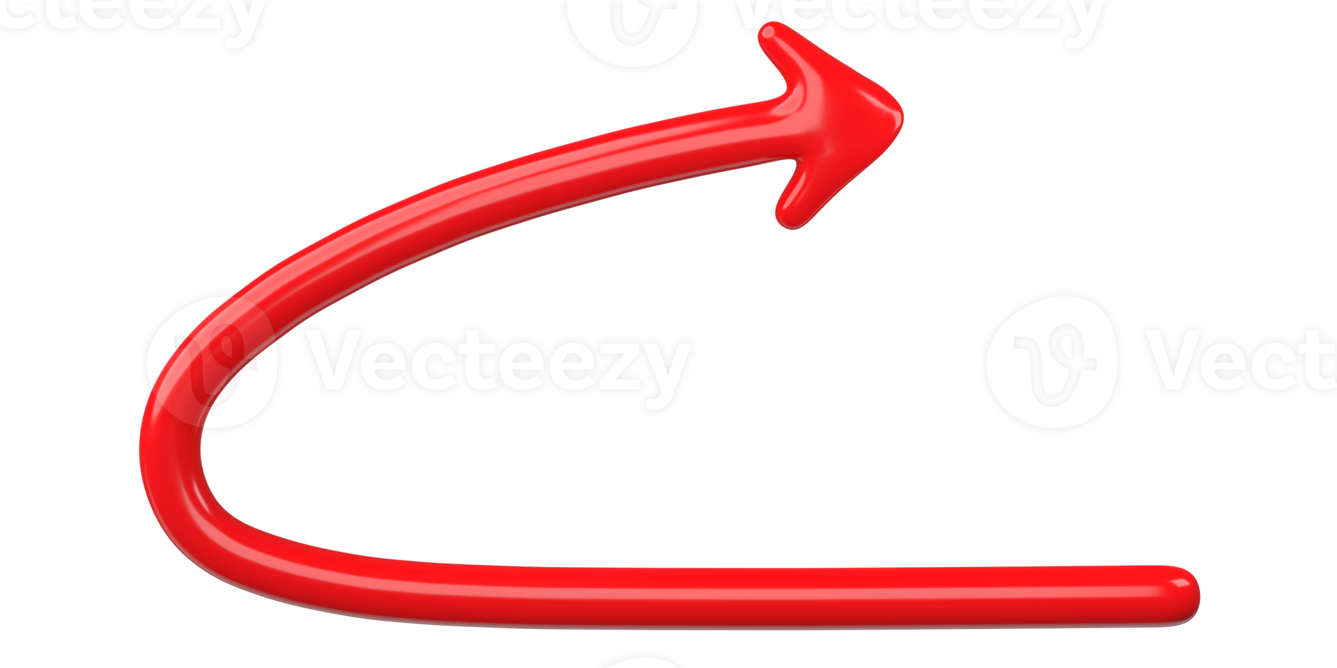 3d rosso curvo freccia isolato su trasparente sfondo. png