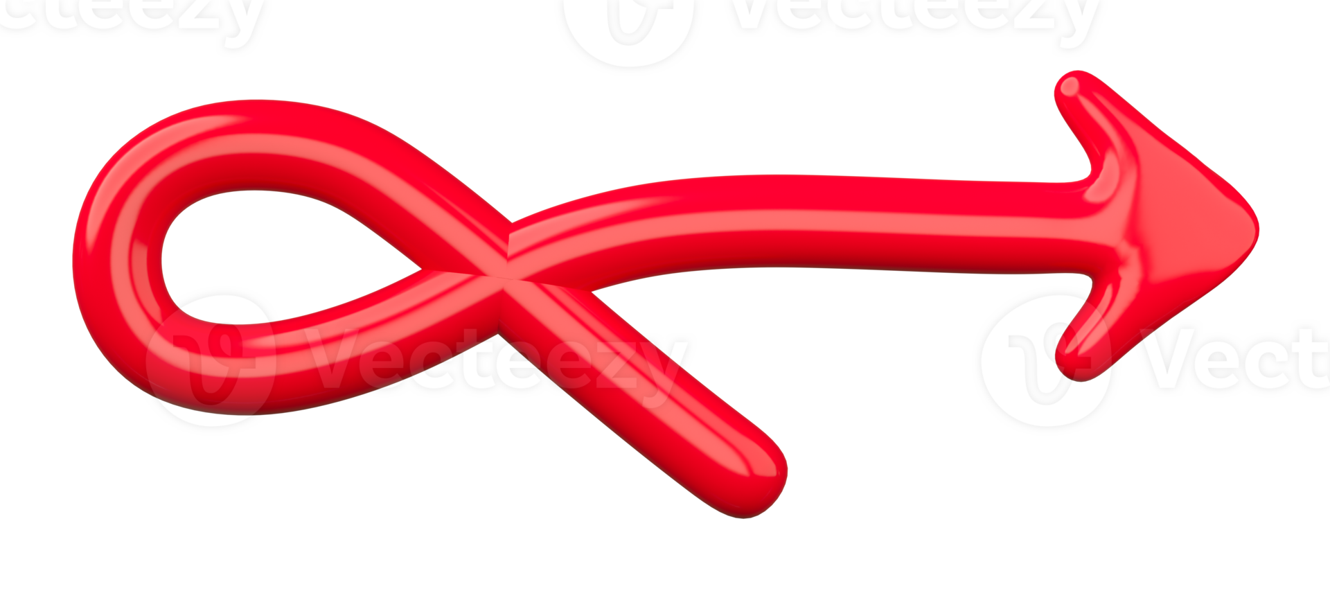 3D Red Curved Arrow Isolated on transparent background. png