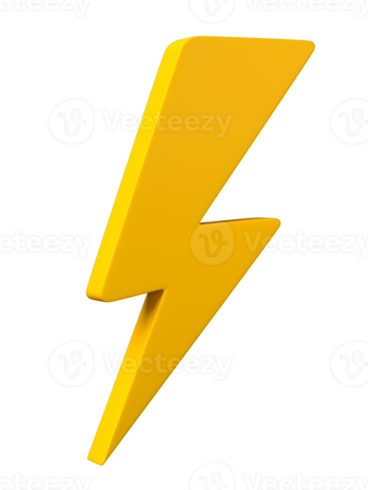 3D Thunder and Bolt Lighting Flash Icons isolated on transparent background. png