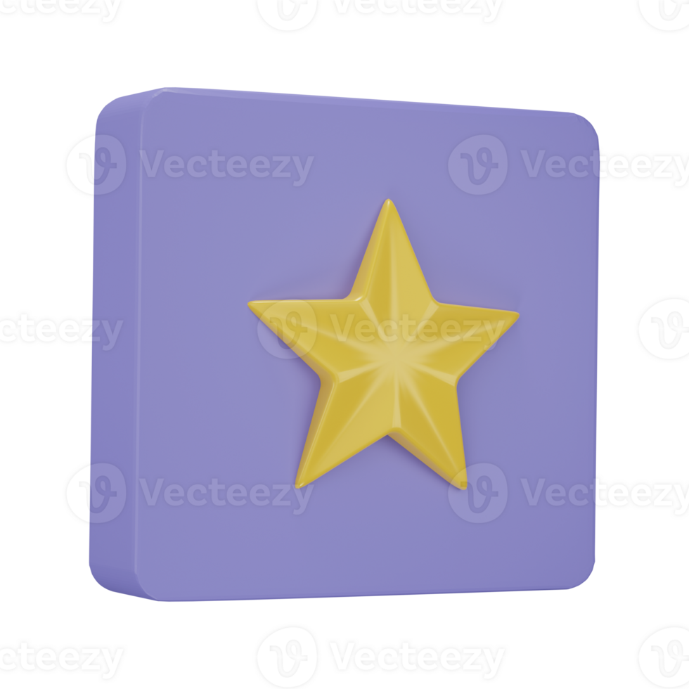 3D Star Isolated on transparent background. png