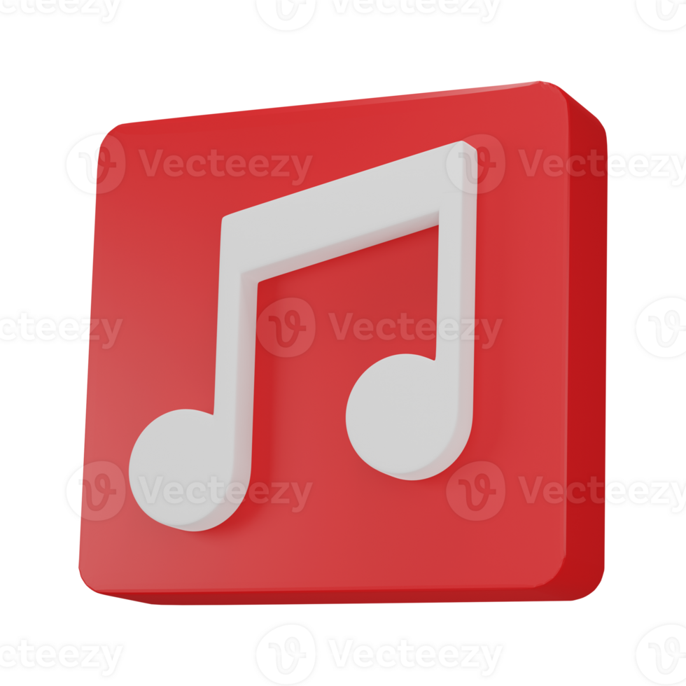 Music note isolated on transparent background. 3D render png