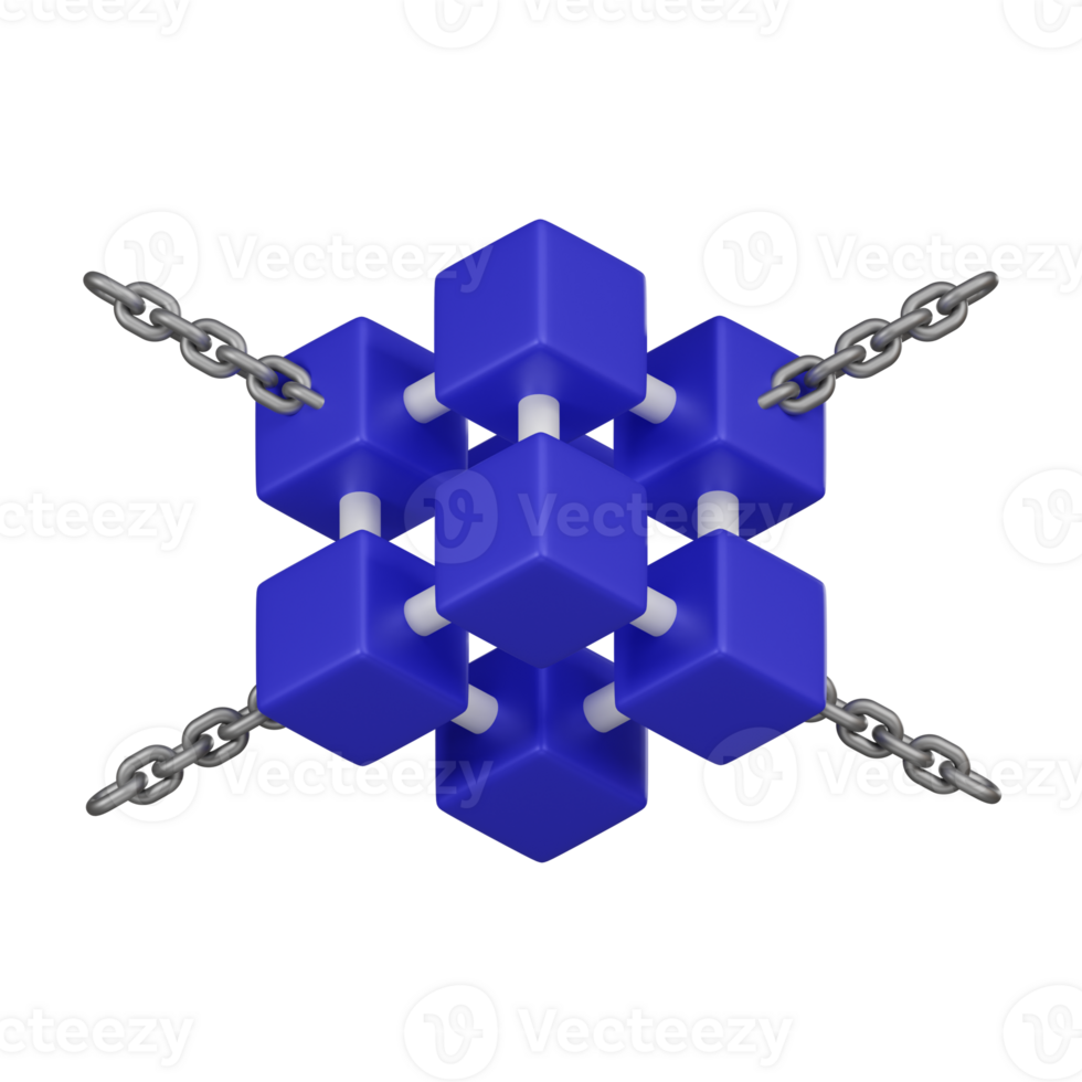 3d blockchain Rete concetto con Catene 3d icona png