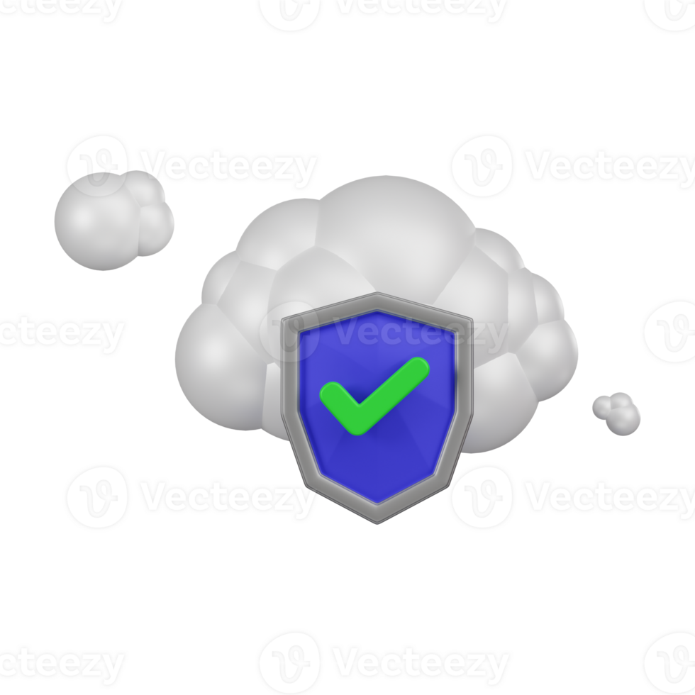 Cloud Computing Security Check 3D Icon png