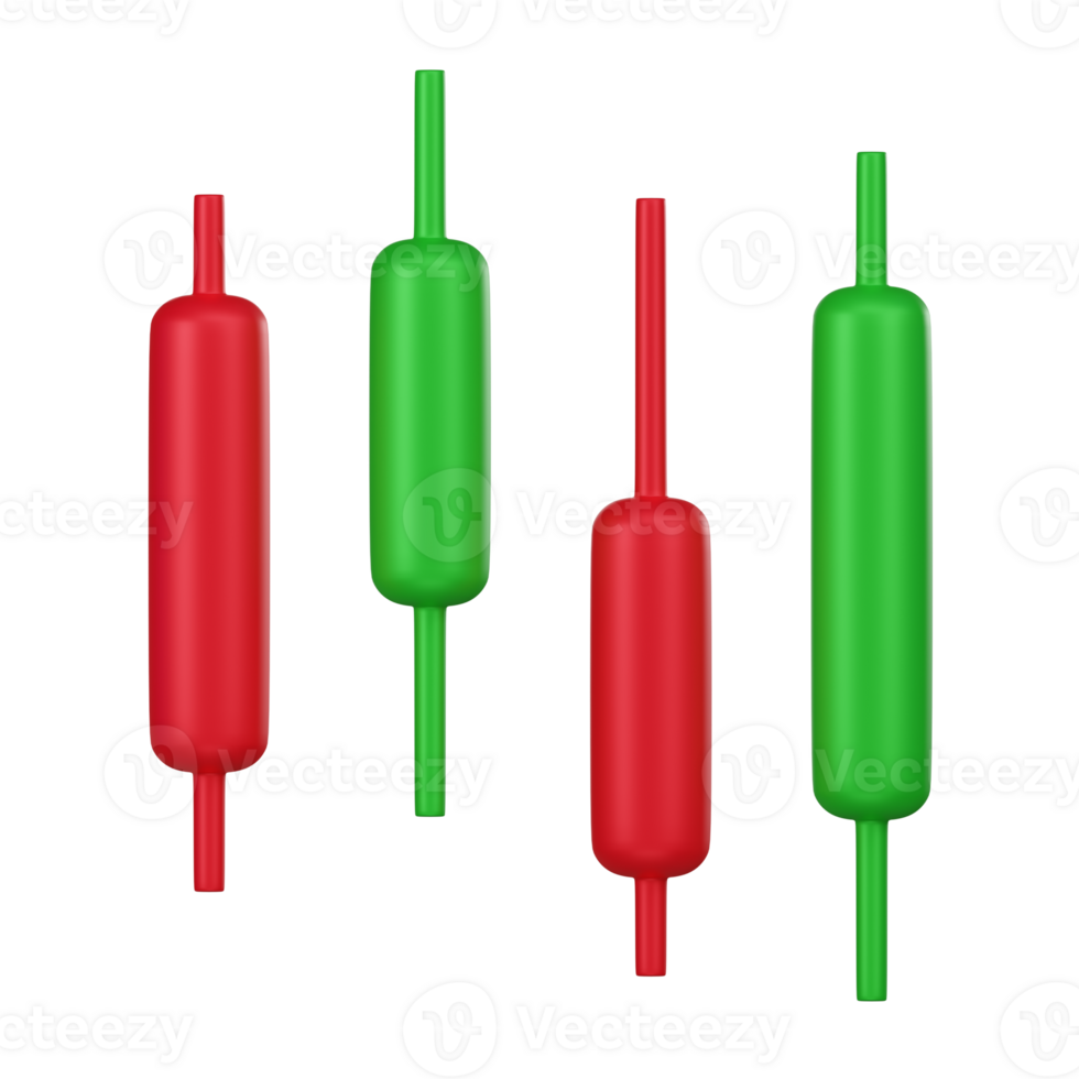 3D Candlestick Financial Chart Representation Icon png
