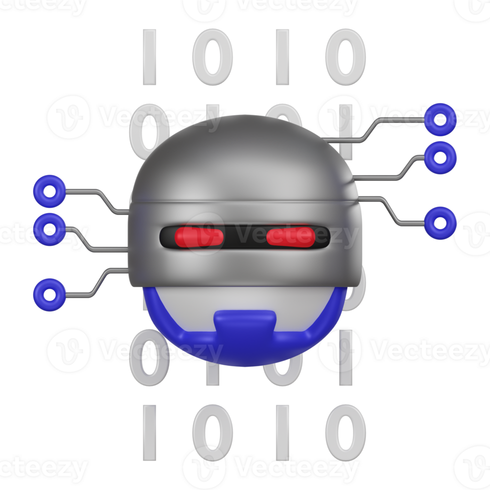 Artificial Intelligence Robot Brain Scanning 3D Icon png