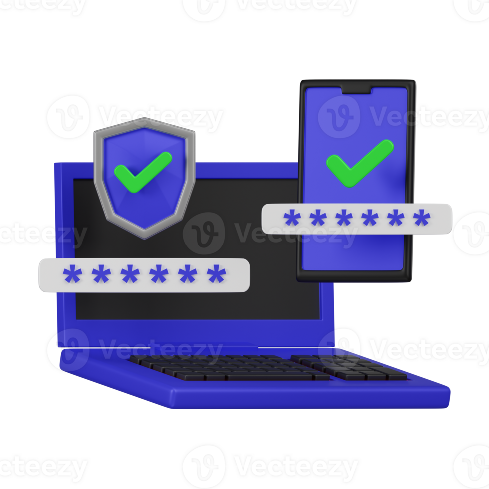 ordinateur et mobile Sécurité 3d icône png