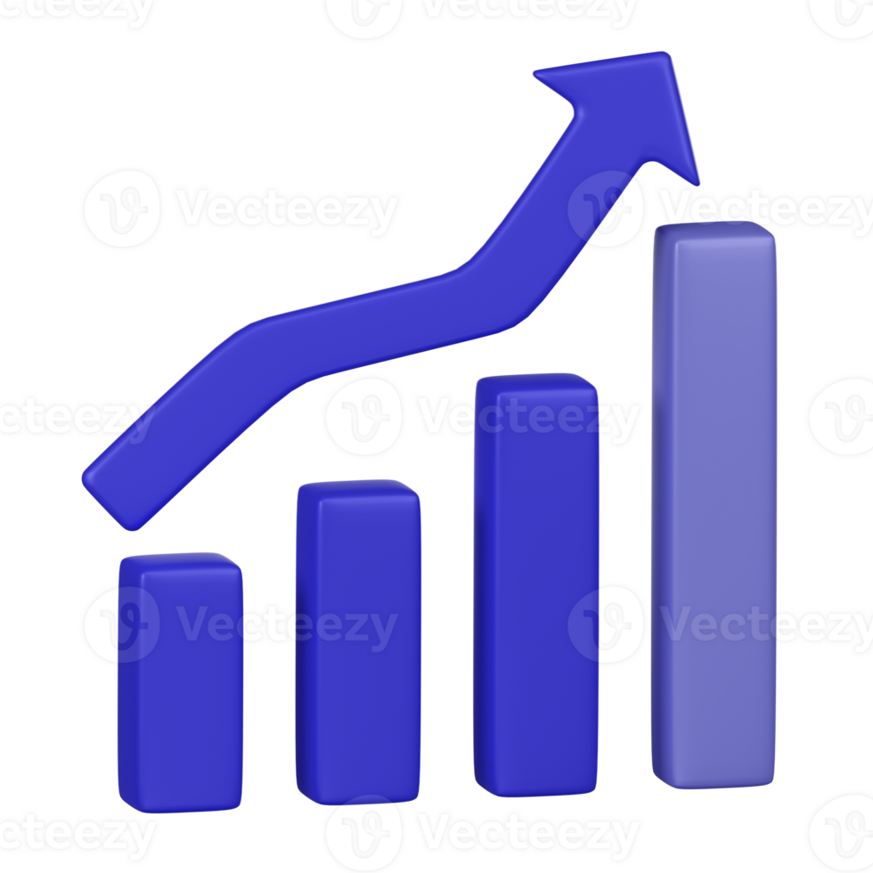 3D Economic Growth Chart with Upward Arrow Icon png