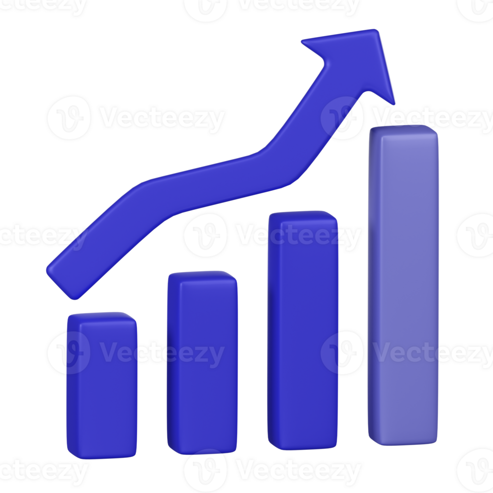 3d ekonomisk tillväxt Diagram med uppåt pil ikon png