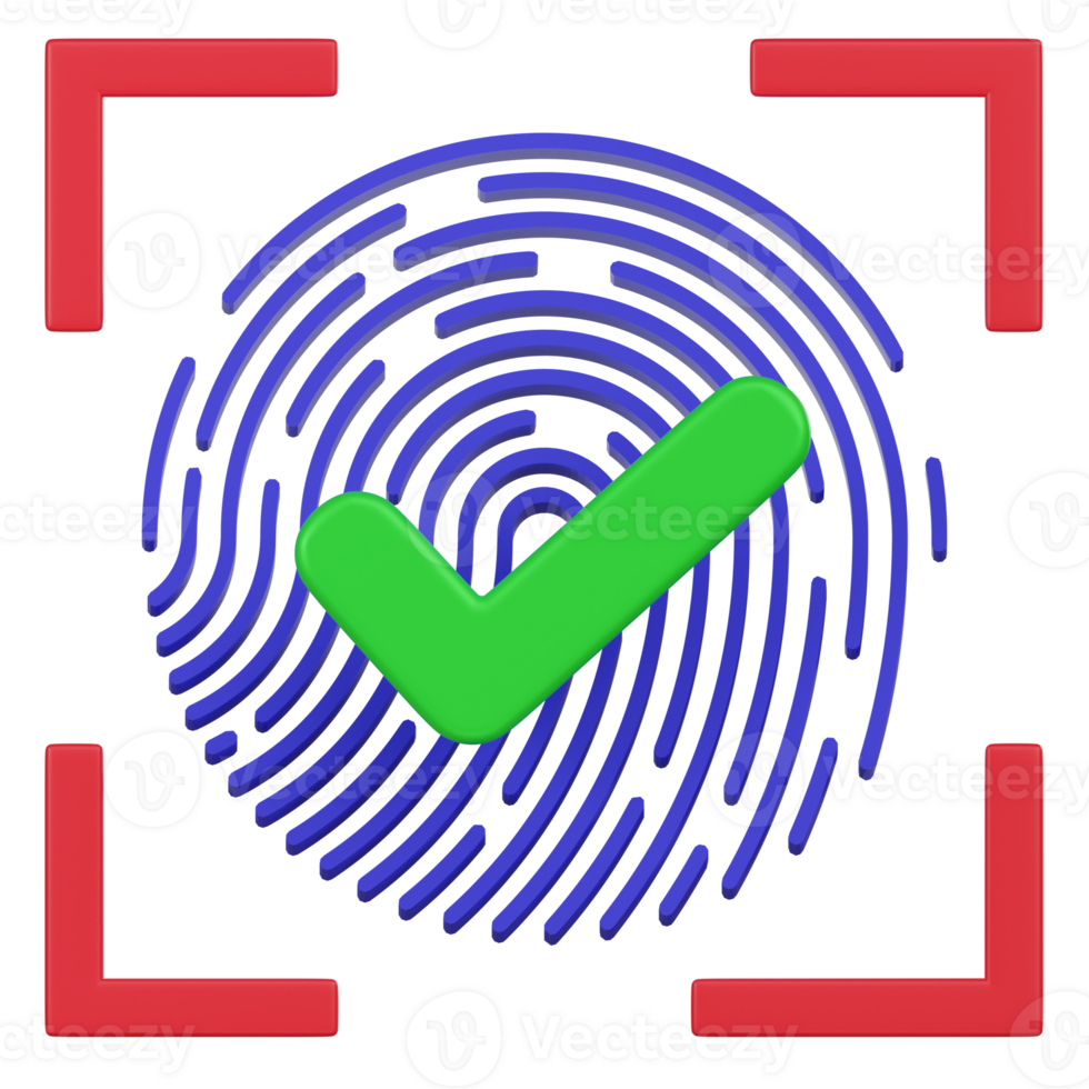 biométrico autenticação impressão digital Varredura 3d ícone png