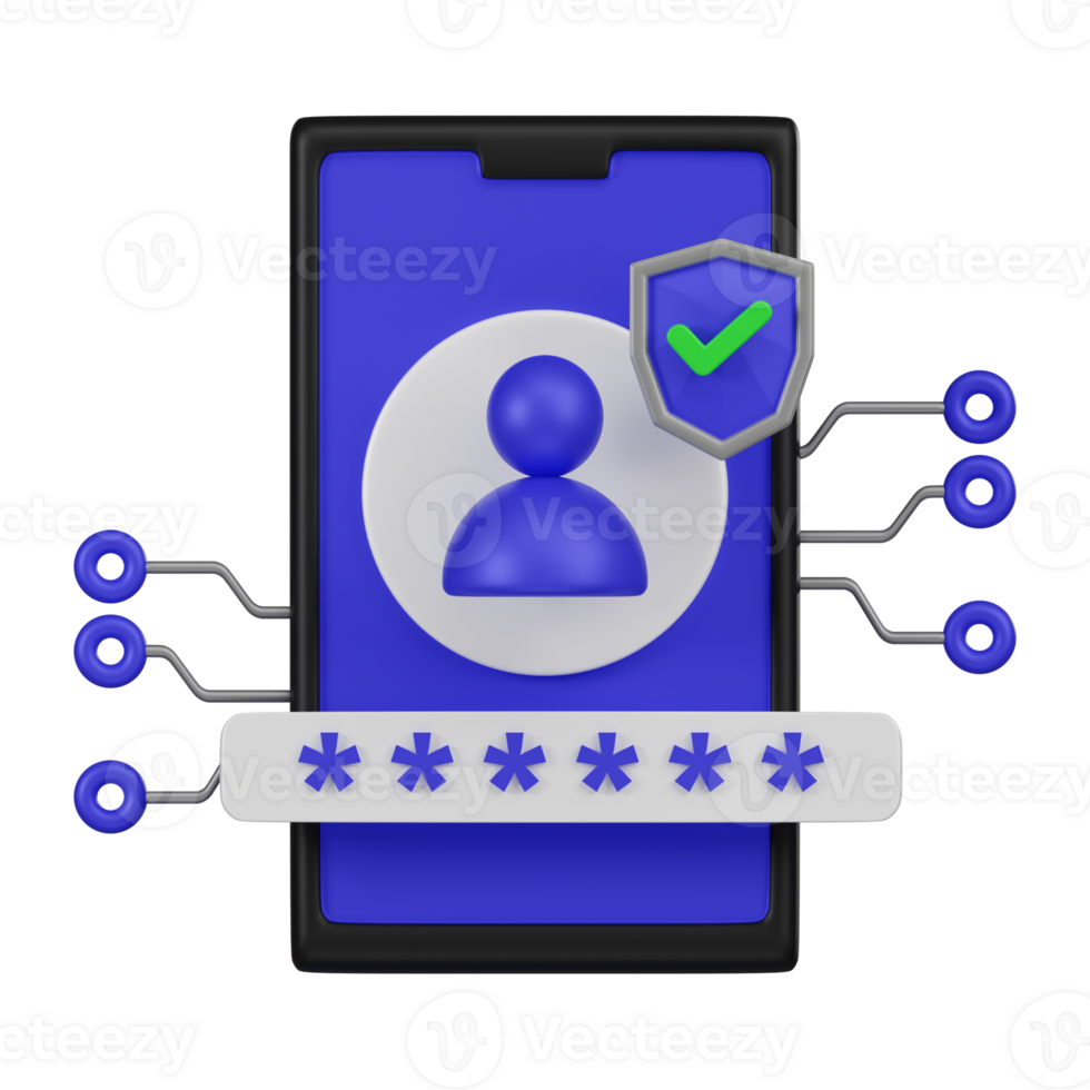 mobiel gebruiker authenticatie 3d icoon png