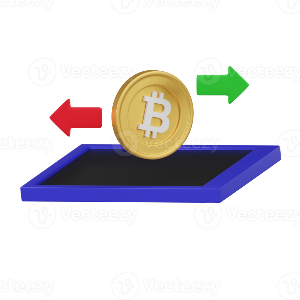 Bitcoin Kryptowährung Zahlung Austausch Konzept 3d Symbol png