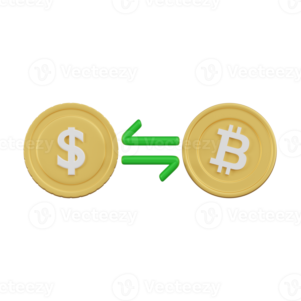 Cryptocurrency and Fiat Currency Exchange Rate Dynamics 3d Icon png