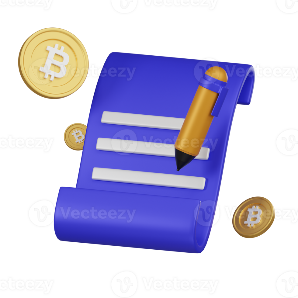 Cryptocurrency Regulation Document Concept with Bitcoin 3d Icon png