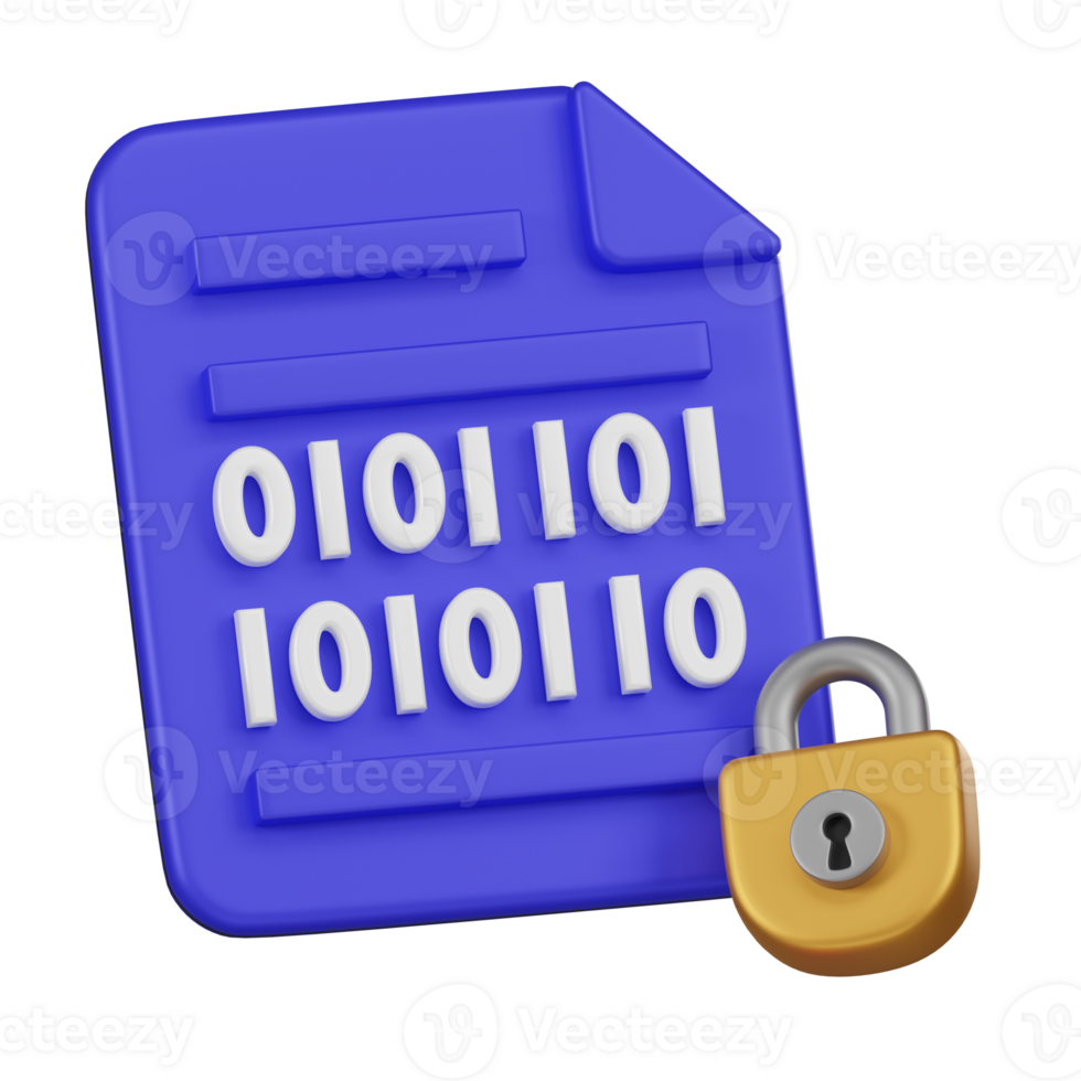 Data Encryption Document with Lock 3D Icon png