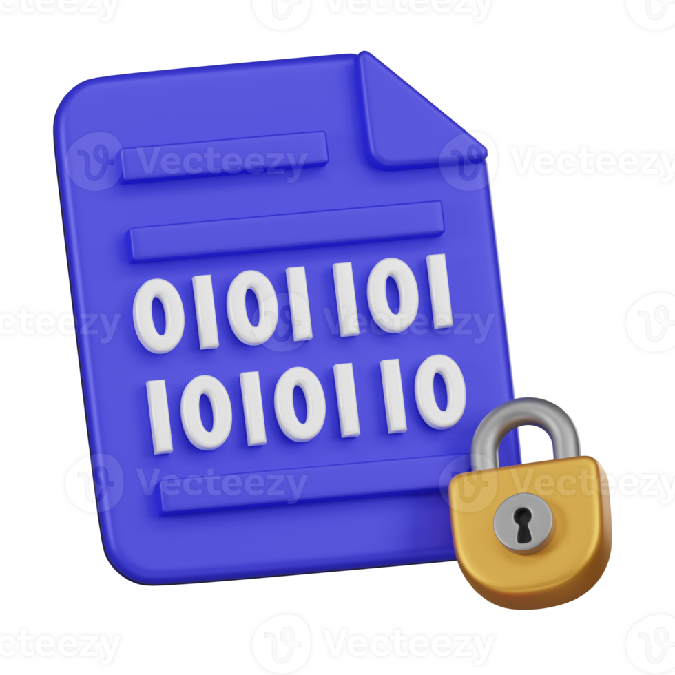 Data Encryption Document with Lock 3D Icon 41644027 PNG