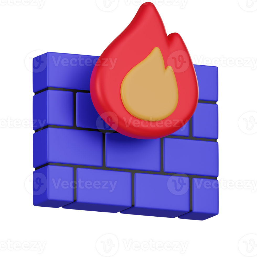 Firewall Protection Shield on Blue Bricks 3D Icon png