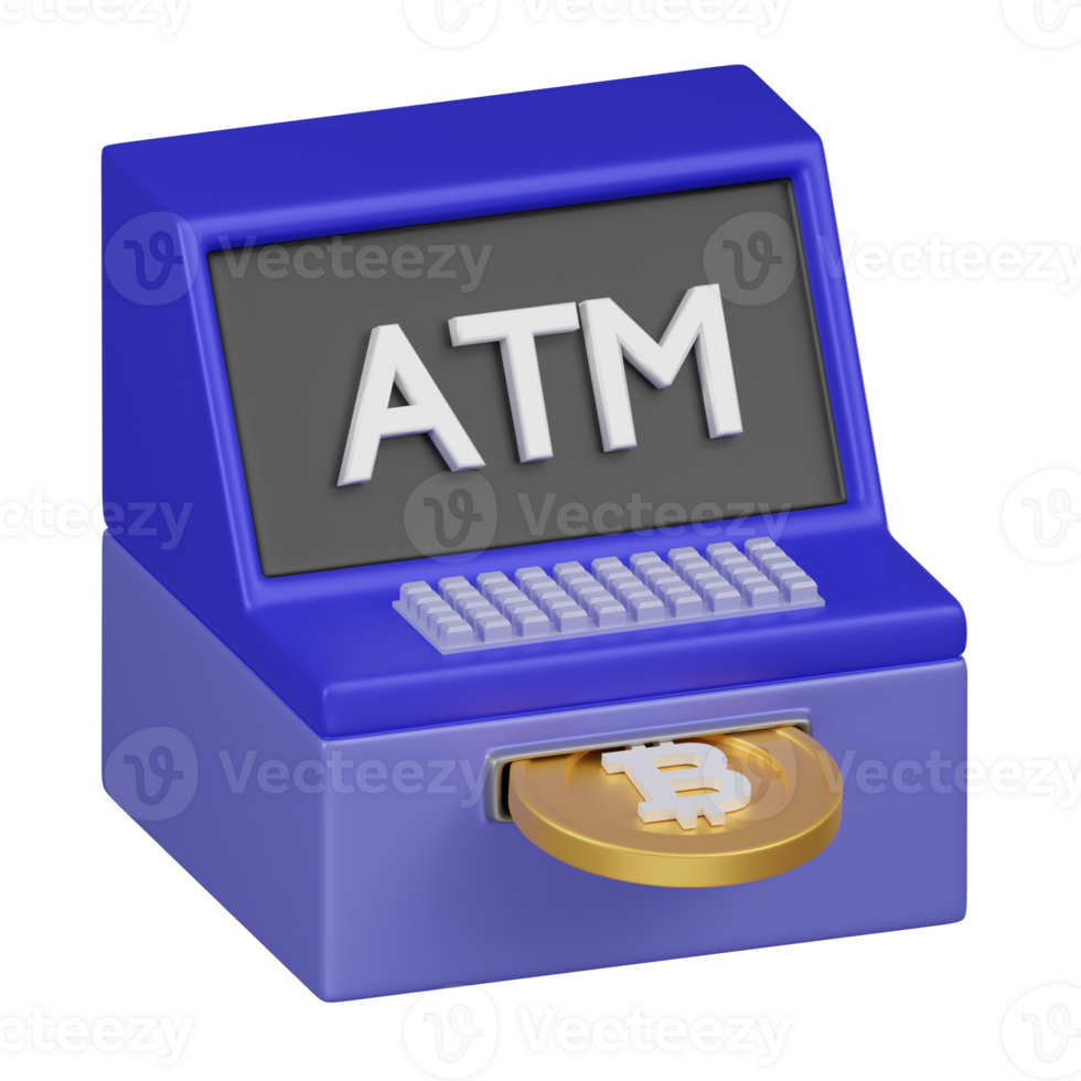 Cryptocurrency ATM for Bitcoin Transactions 3d Icon png