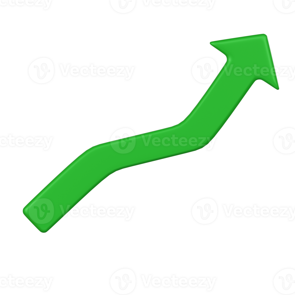 3D Green Rising Arrow Signifying Growth Icon png