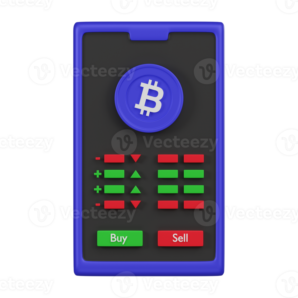 crypto handel plattform gränssnitt med köpa och sälja alternativ 3d ikon png