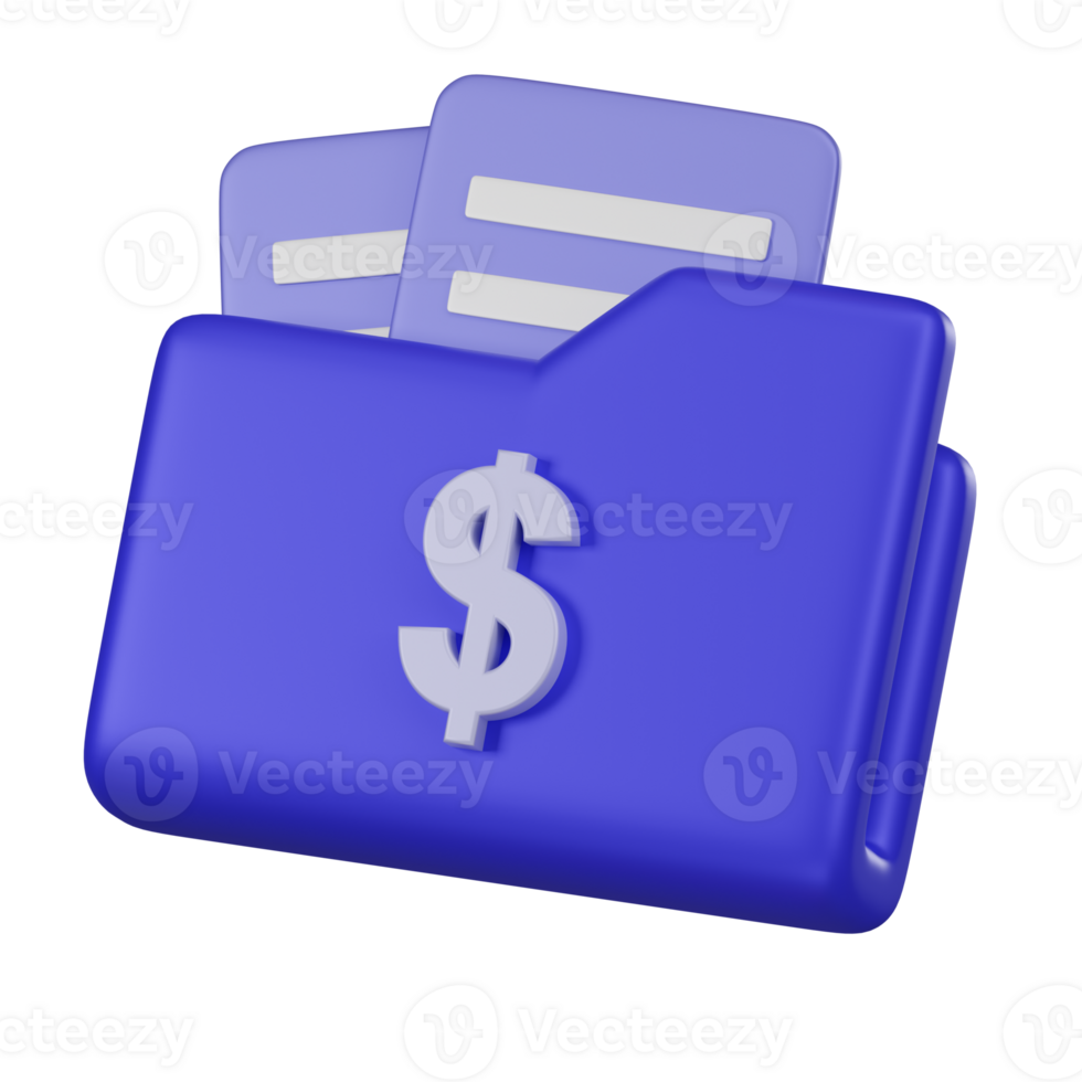 3D Financial Folder with Dollar Sign Icon png