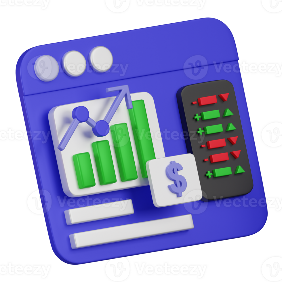 3d financeiro relatório pasta com gráficos e dados ícone png