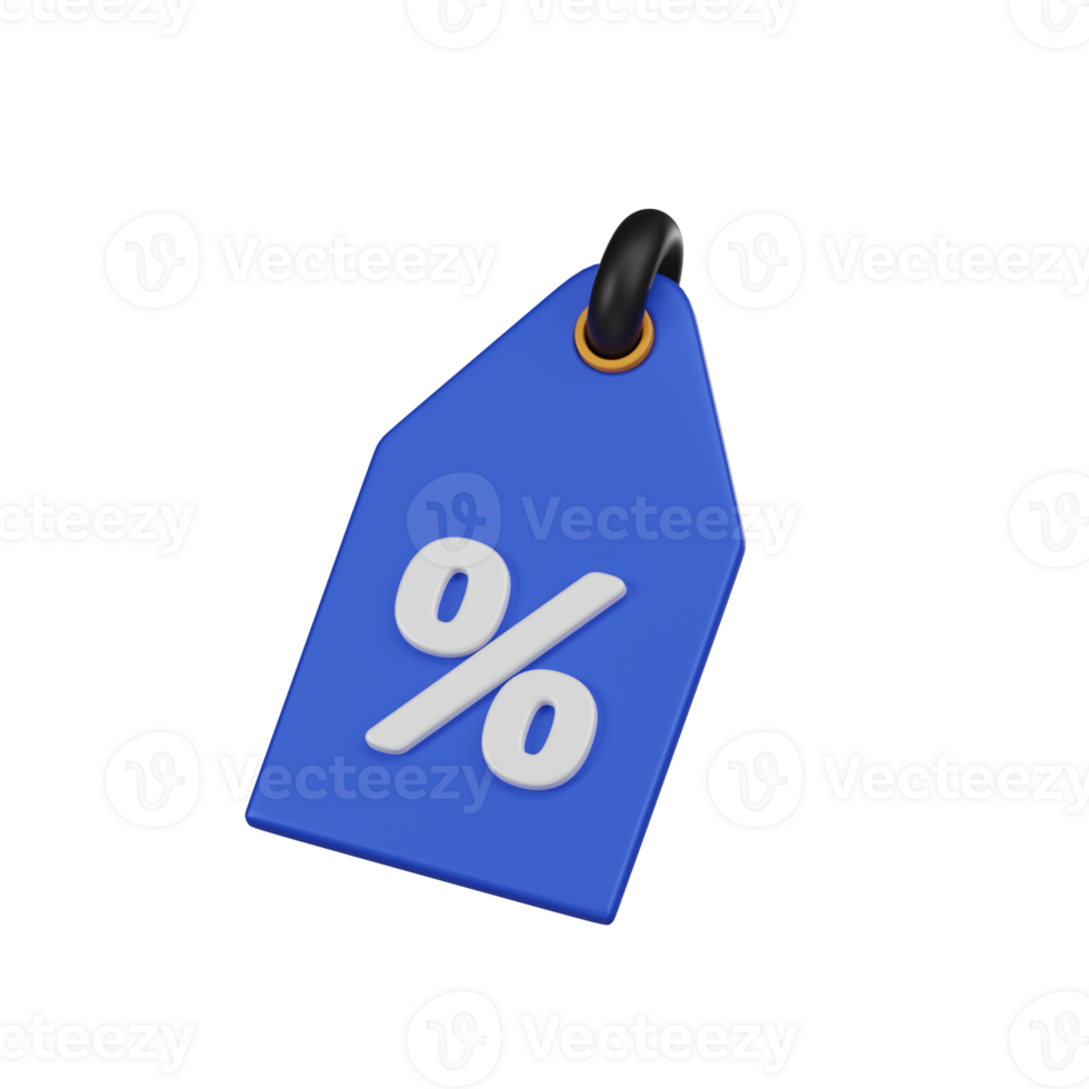 Minimal blue sell tag icon. 3d render isolated illustration png