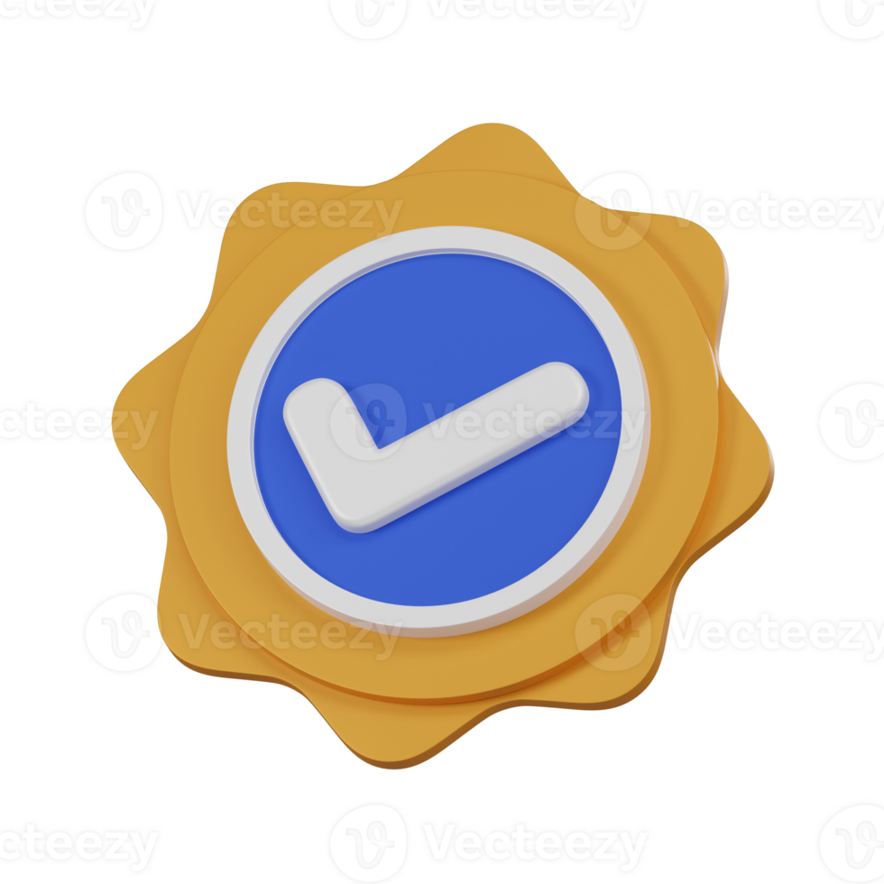 Minimal verified badge icon. 3d render isolated illustration. png