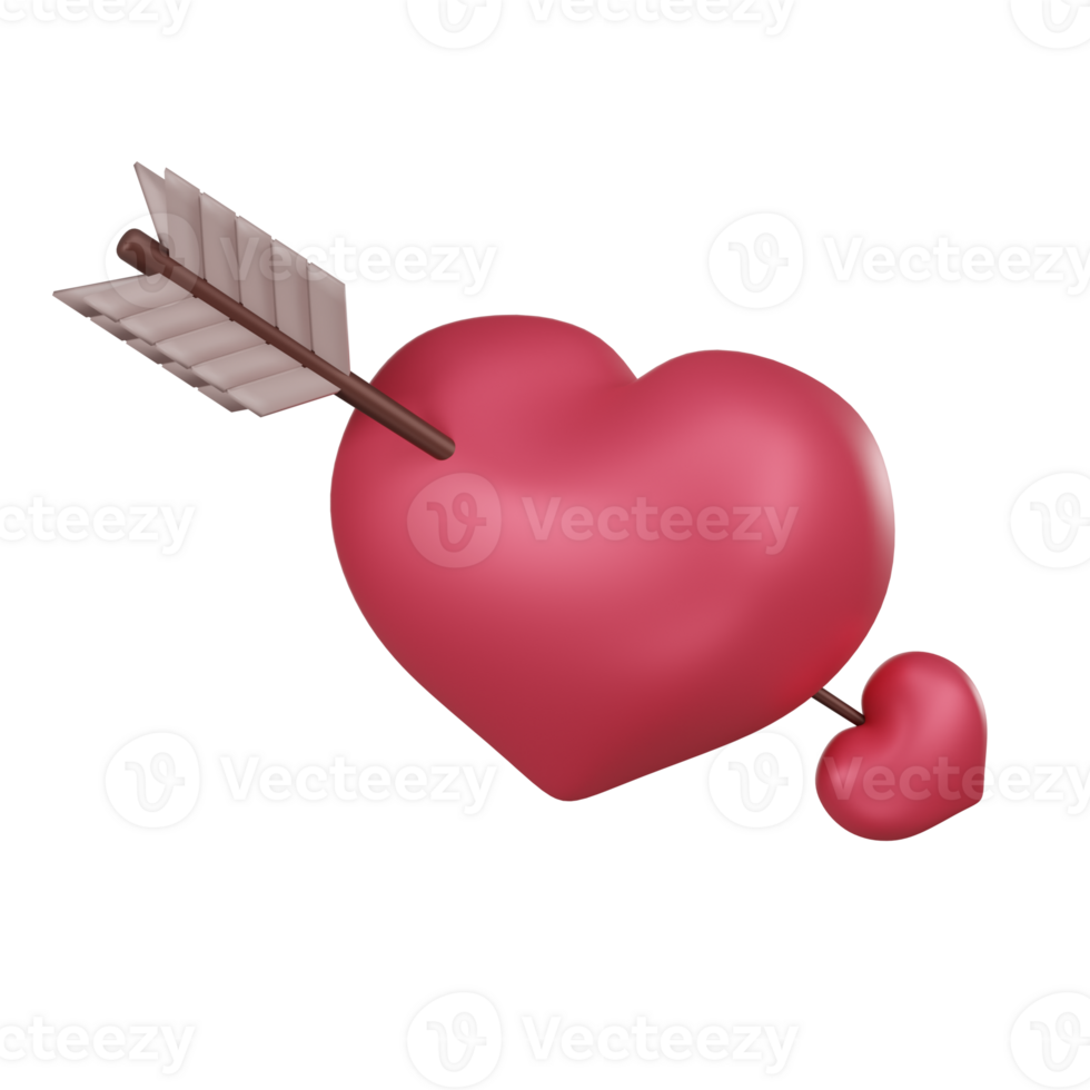 Heart Pierced by Arrow 3D Icon png