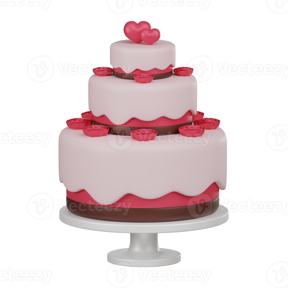 3d l'amour rose mariage gâteau avec Rose Garniture png