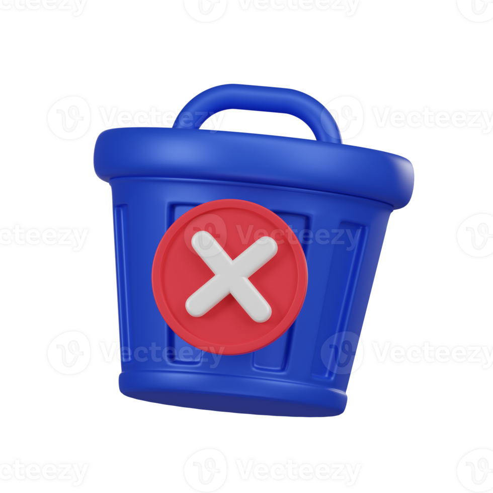 Minimal recycle bin delete forever icon. 3d render isolated illustration. png