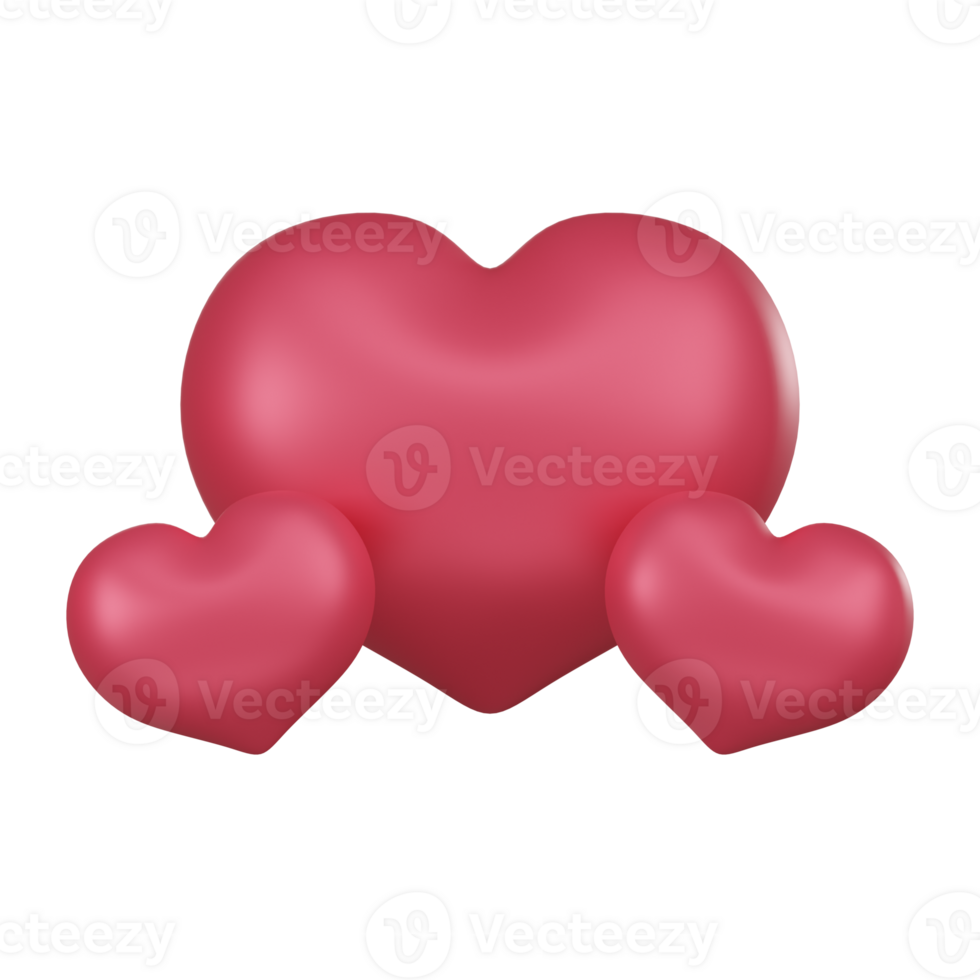 3D Red Heart Icons Depicting Love and Togetherness png