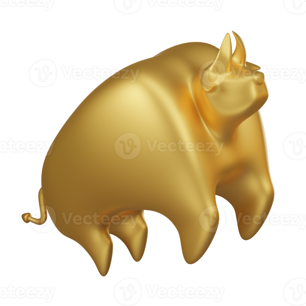 Golden Bull Market Symbol 3D Icon png