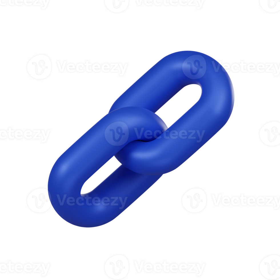 Minimal blue chain link icon. 3d render isolated illustration. png