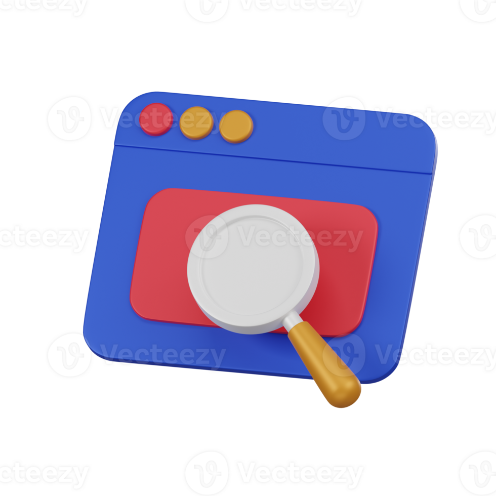 Minimal search icon for websites, files, and folders. 3d render isolated illustration. png