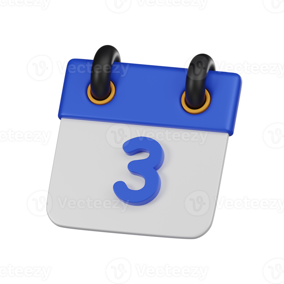 Minimal calendar event date icon. 3d render isolated illustration. png