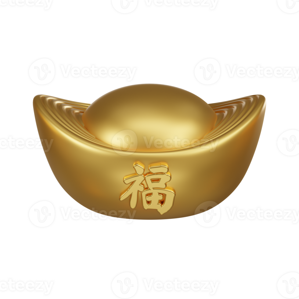 Chinese Gold Ingot 3D Icon png