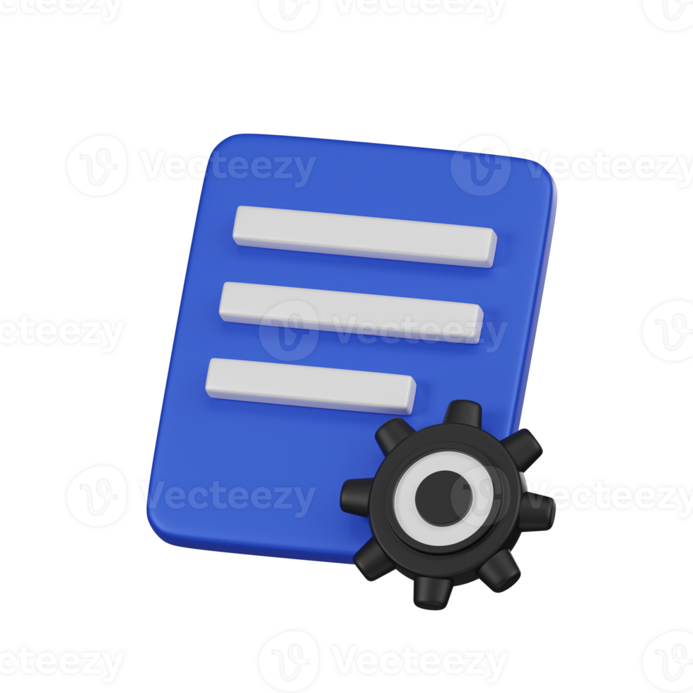 minimal die Einstellungen dokumentieren und verwalten Datei Symbol. 3d machen isoliert Illustration. png