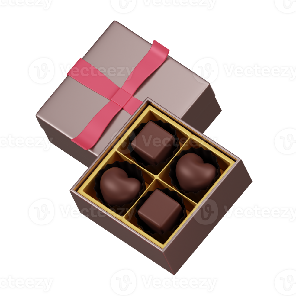 3D Heart-Shape Chocolate with Luxury Box png