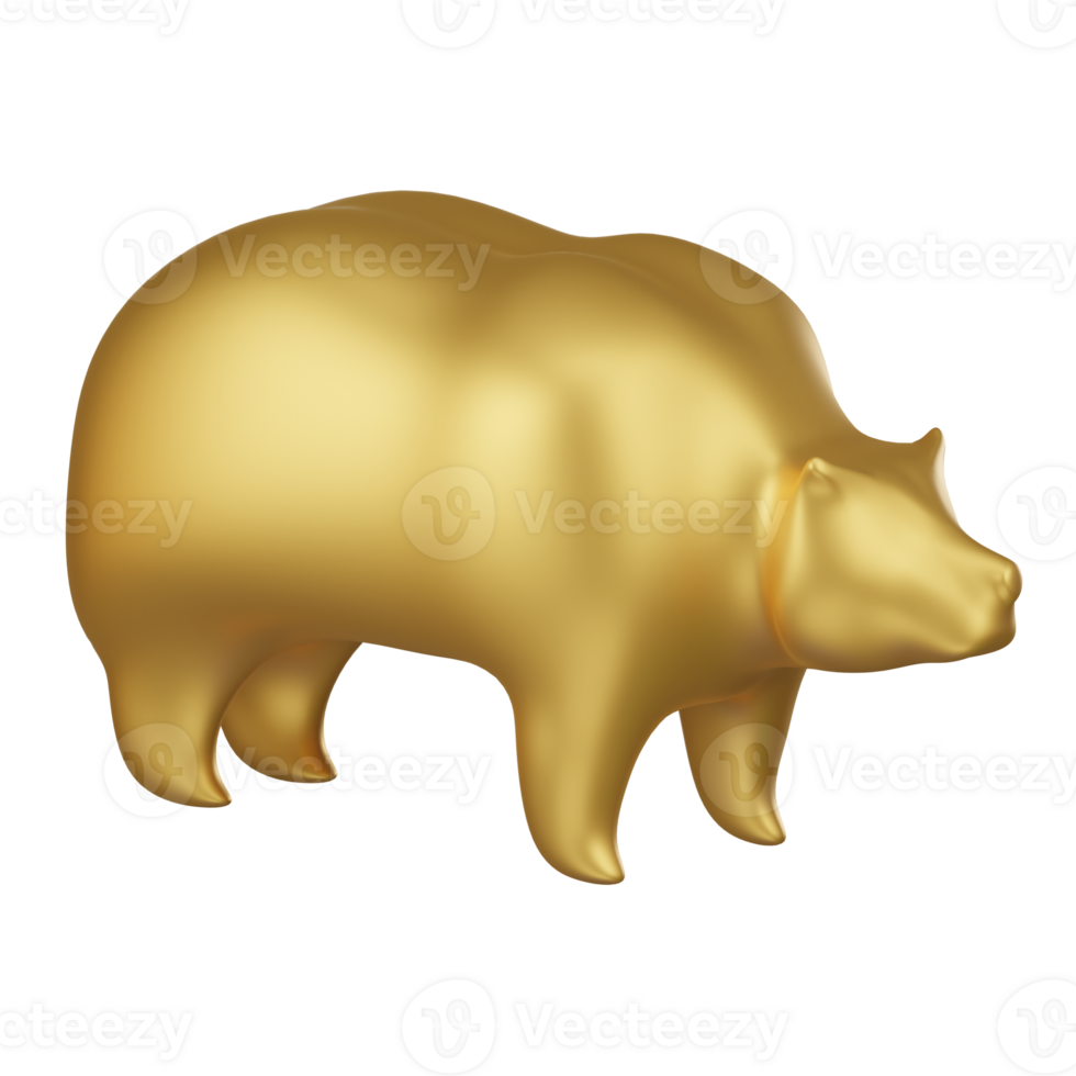 dorado oso mercado símbolo 3d icono png