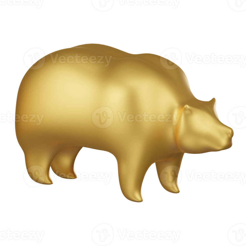Golden Bear Market Symbol 3D Icon png