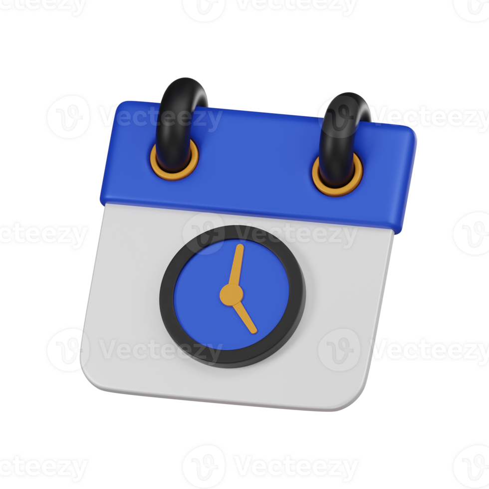 Minimal calendar clock icon. 3d render isolated illustration. png