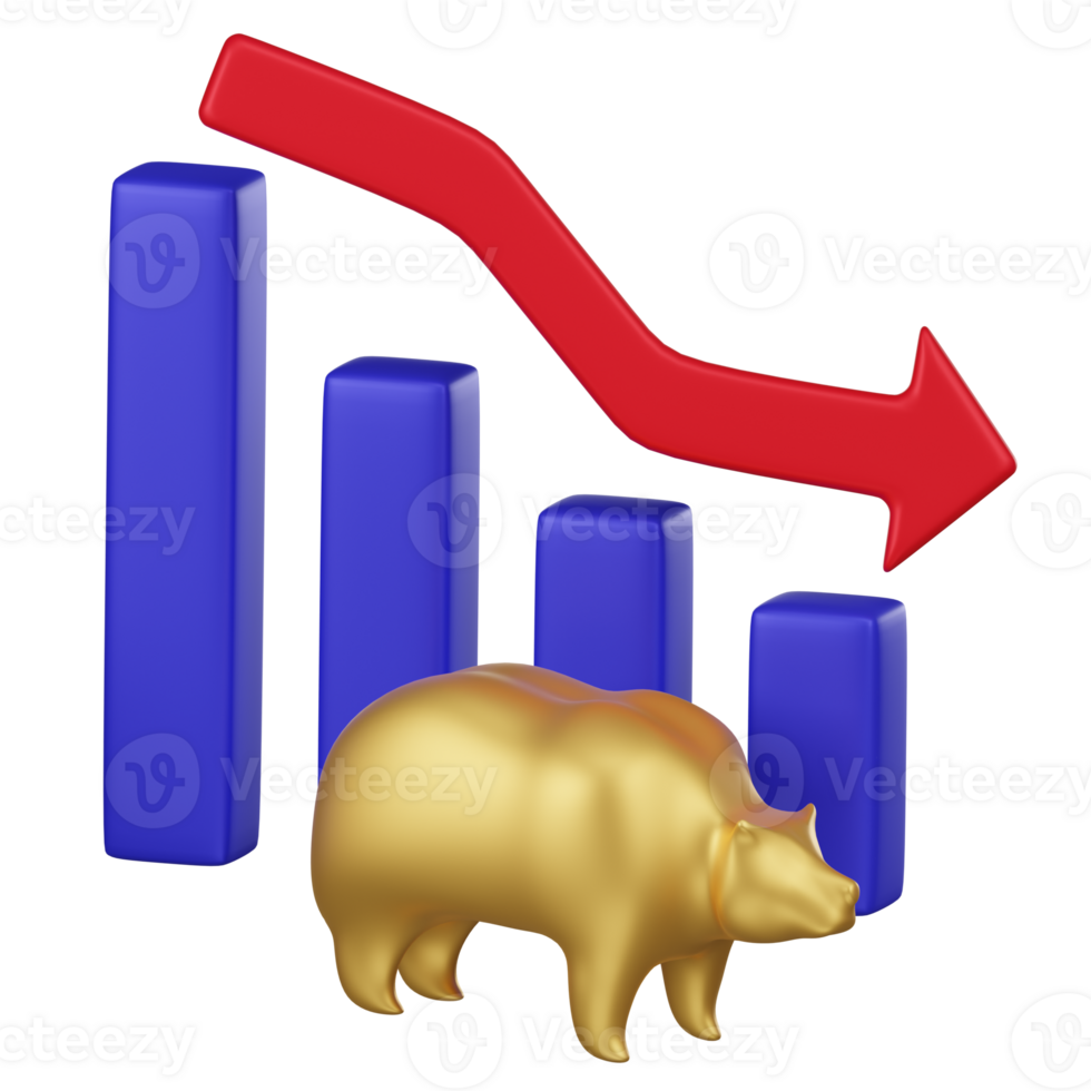 Bear Market Graph with Downward Trend 3D Icon png