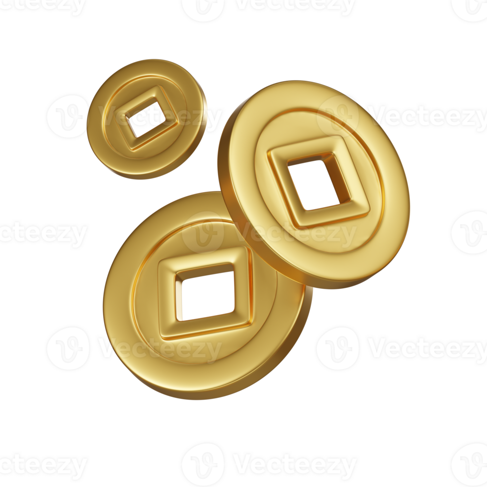 Stack of Chinese Gold Coins 3D Icon png
