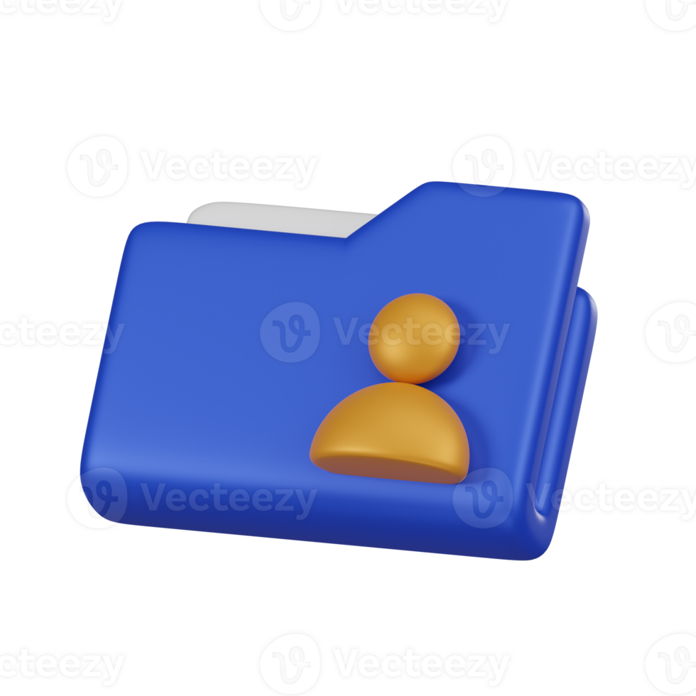 Minimal blue folder shared icon with document paper. 3d isolated illustration. png