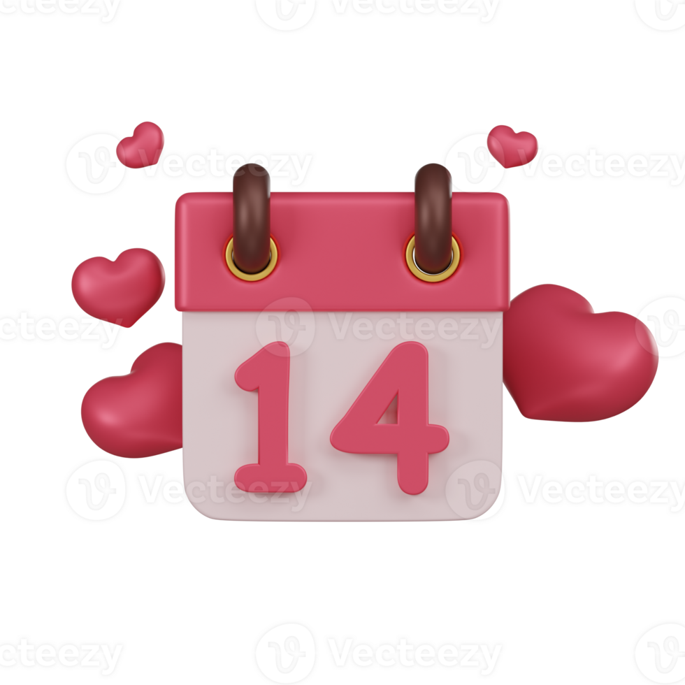 Valentine's Day Calendar Date 3D Icon png