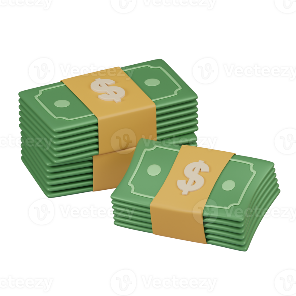 3D Stacks of Cash Bundles Icon png