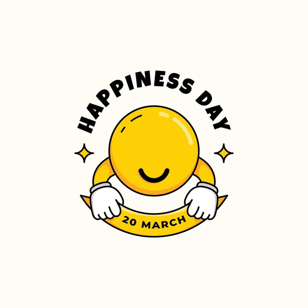 world happiness day illustration with groovy style vector