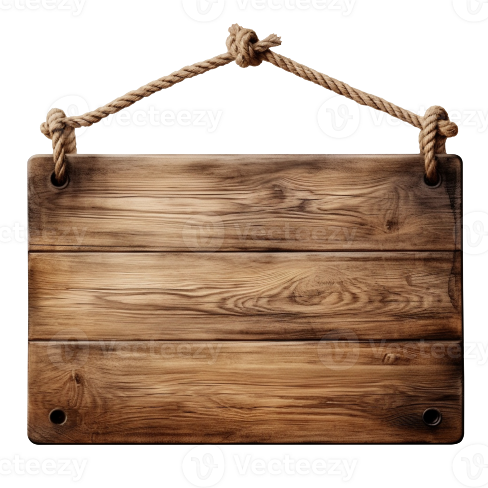 AI generated Wooden signboard isolated on transparent background png