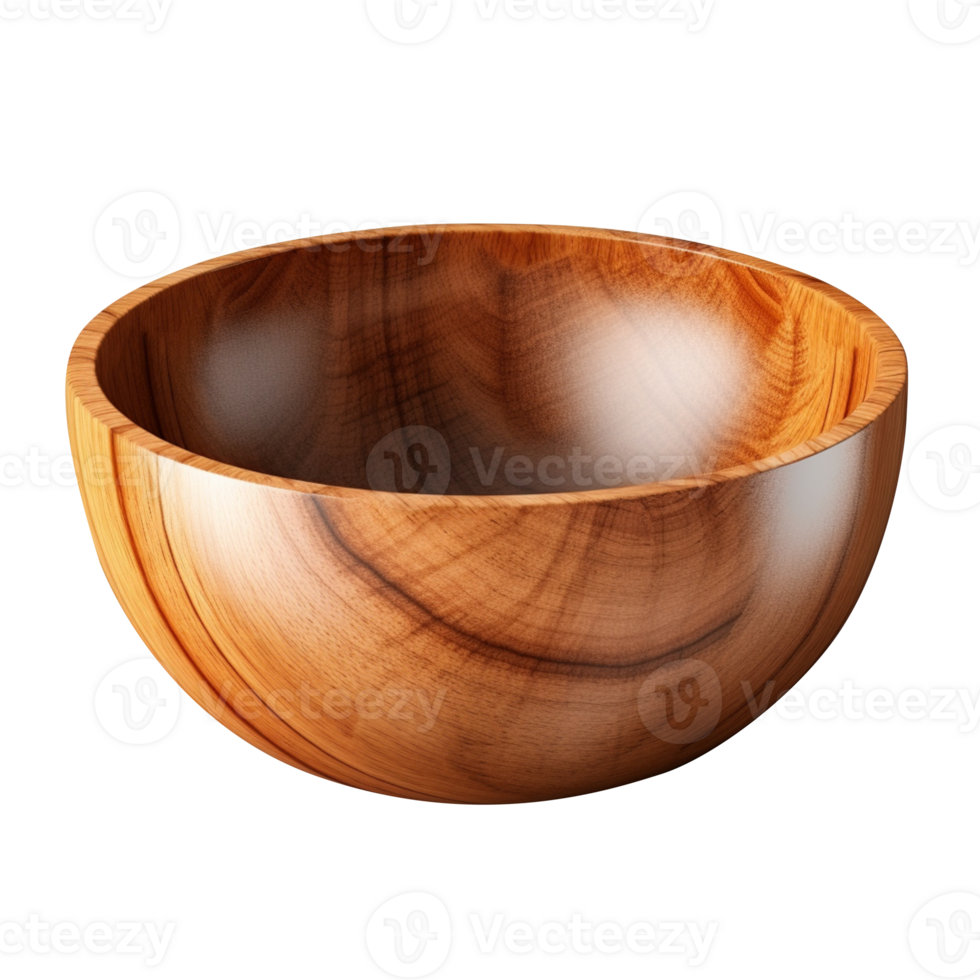 AI generated Wooden bowl isolated on transparent background png
